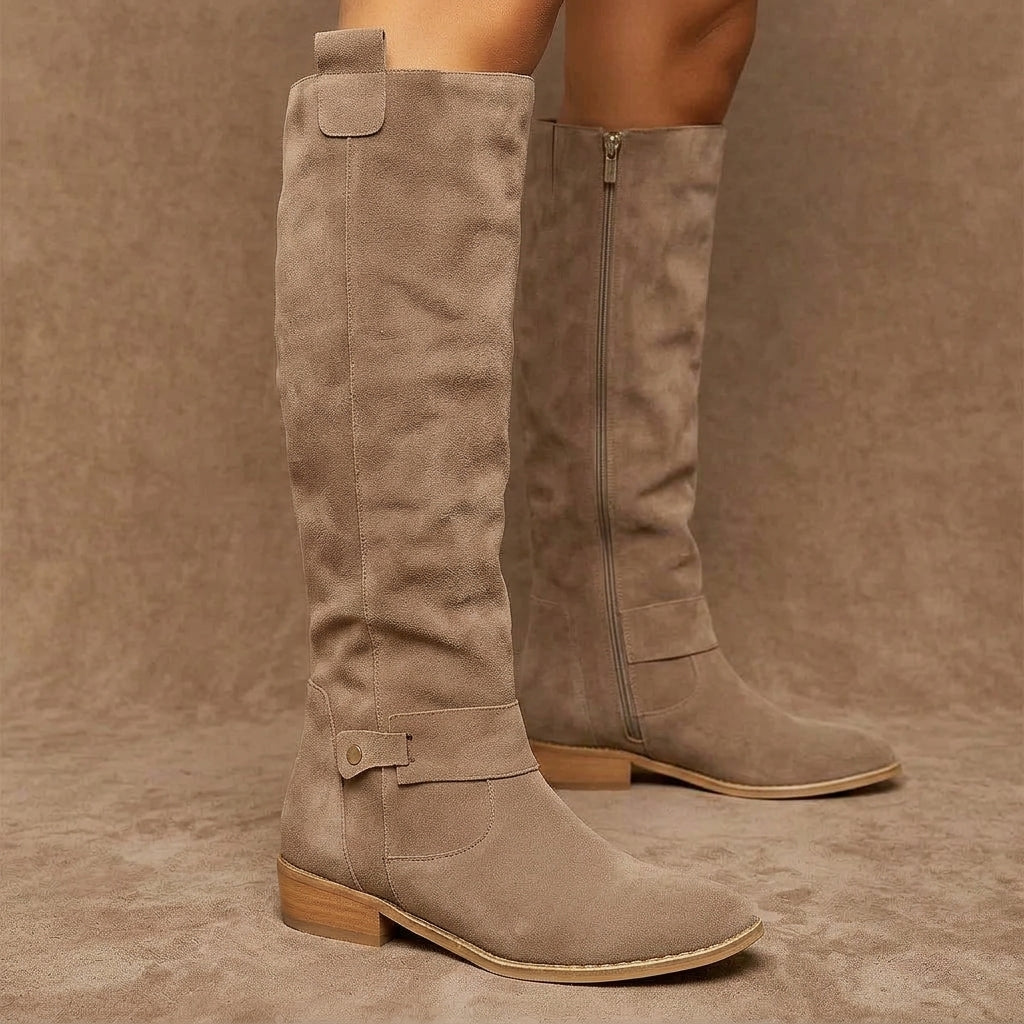Knee-High Suede Boots with Block Heel for Women | Isabetta