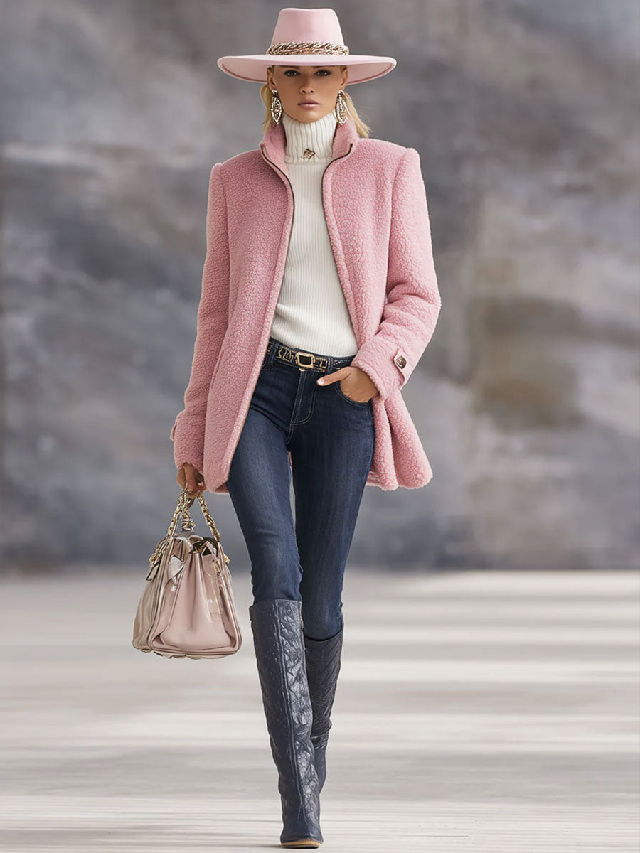White Ribbed Turtleneck Sweater Slim Fit Long Sleeve for Women