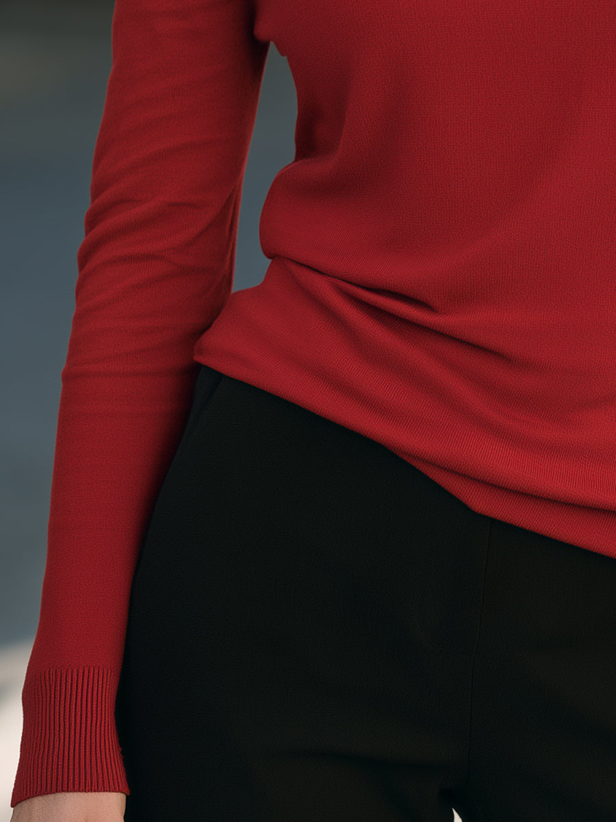 Ribbed Turtleneck Sweater with Asymmetric Shoulder Cutout for Women