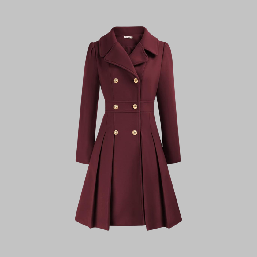 Double-Breasted Coat Women Long Sleeve Tailored Button Front