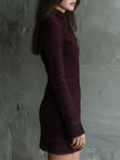 FJØRNA vintage suede mini dress with embroidered lace trim, women's party dress, stylish and elegant evening wear