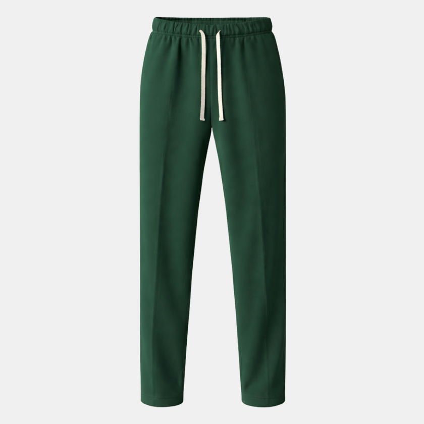 Men's wide-leg drawstring joggers by FJØRNA, relaxed casual sweatpants in soft fabric, shown in a neutral color with elastic waistband.
