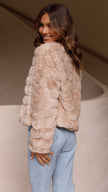 Faux Fur Jacket Women Short Warm Quilted Lining Winter
