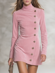 FJØRNA faux suede mini dress for women, stylish dress with a fitted silhouette and soft suede texture, perfect for casual or dressy occasions.