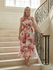 FJØRNA women's summer midi dress with halter neckline, sleeveless, flowy fabric, perfect for warm weather and casual occasions.