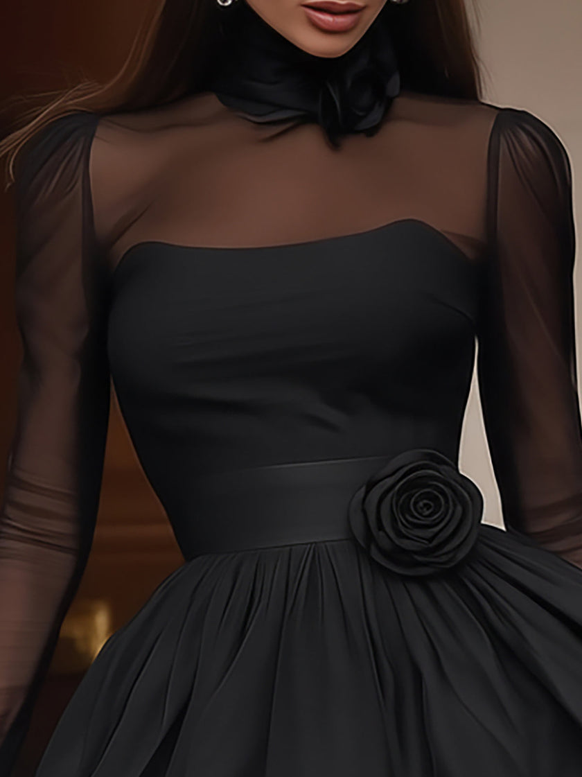 Black FJØRNA women's dress with a stylish, fitted silhouette and elegant design, perfect for formal or casual occasions.