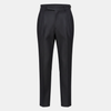 Men's blue straight-leg cotton trousers by FJØRNA, slim fit chinos, front view showing classic design and tailored fit.