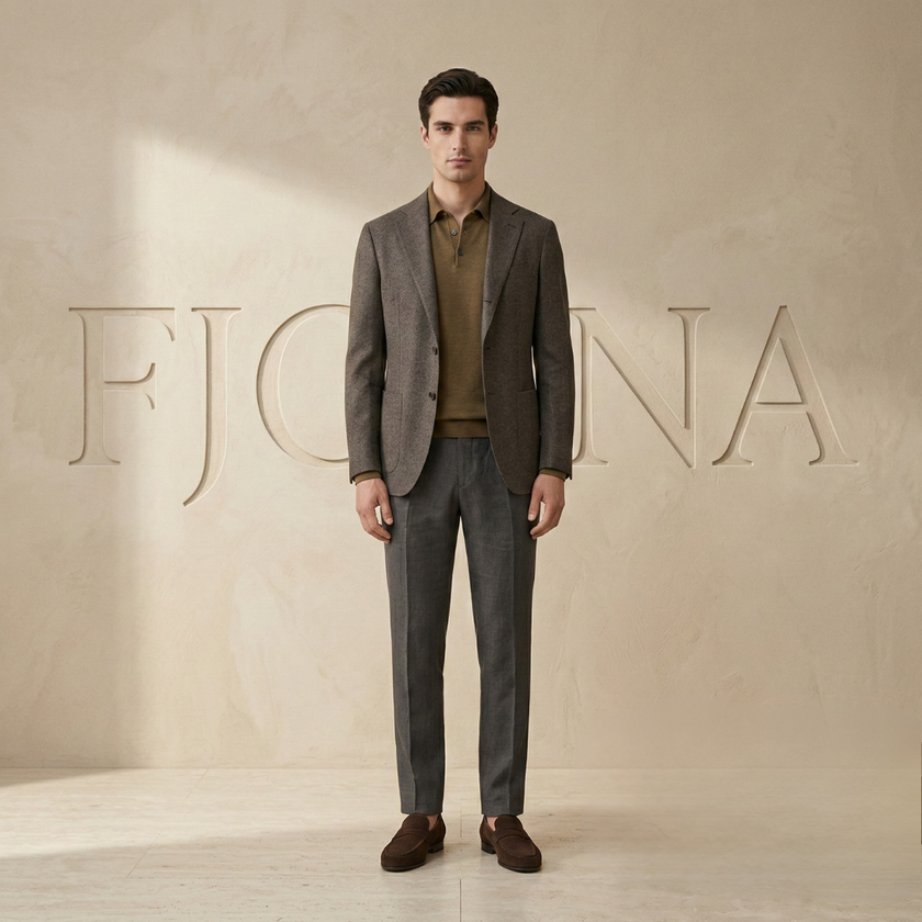 FJØRNA men's leather penny loafers, classic slip-on shoes with smooth brown leather and stylish design, perfect for casual or formal wear.