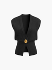 Knit Sweater Vest Women V-Neck Button Front Sleeveless