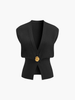 Knit Sweater Vest Women V-Neck Button Front Sleeveless