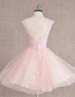 FJØRNA mint green sleeveless tulle cocktail dress for women, elegant and flowing with a fitted bodice and full skirt.