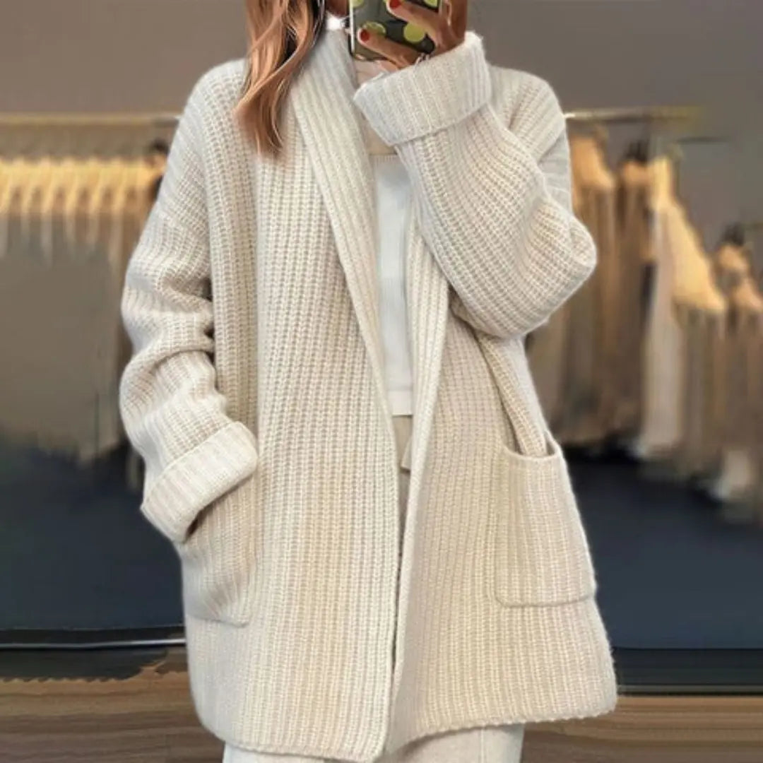 Long Cardigan Open Front Pockets Longline Knit Cardigan Sweater | Bella