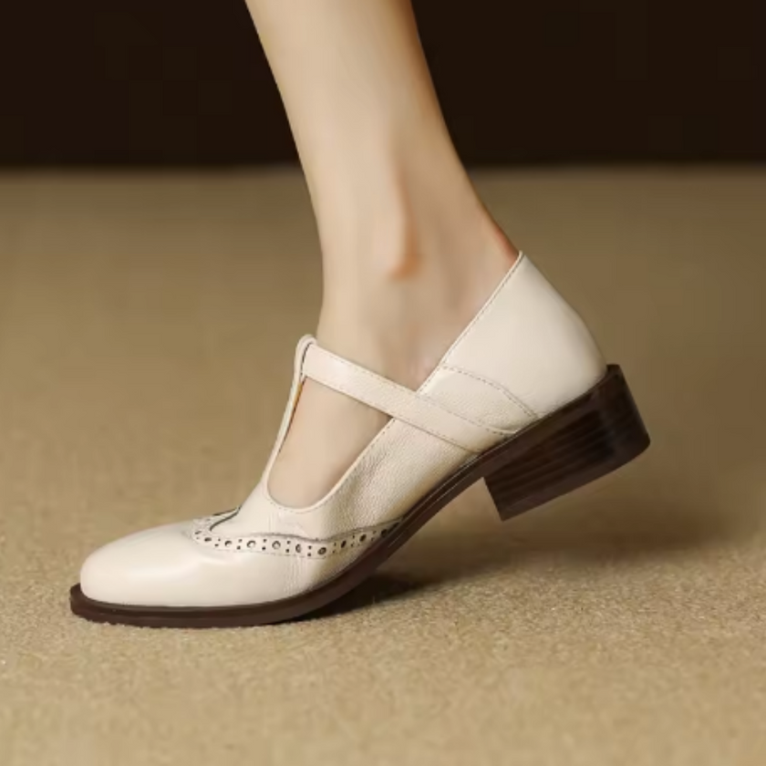 Nadine | Women's Leather Block-Heel Heeled Mary Jane Shoes