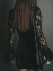 FJØRNA velvet mini dress, elegant evening dress with a fitted silhouette and soft fabric, perfect for formal occasions.