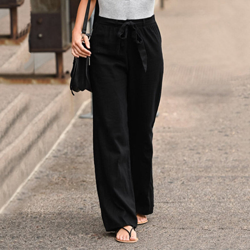 FJØRNA linen summer dress for women featuring a denim wide-leg style, lightweight and comfortable for warm weather.