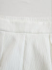 Cream textured lantern sleeve two-piece set for women, featuring stylish pants from FJØRNA with unique sleeve details.