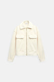 Polo Collar Jacket Women Buckle Pockets Recycled Polyester Regular Fit