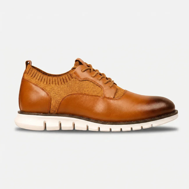 Men's FJØRNA leather lace-up dress shoes with polished finish and sleek design, featuring classic laces and smooth leather surface.