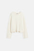 Cable Knit Sweater Women Loose Fit Drop Shoulder Cream