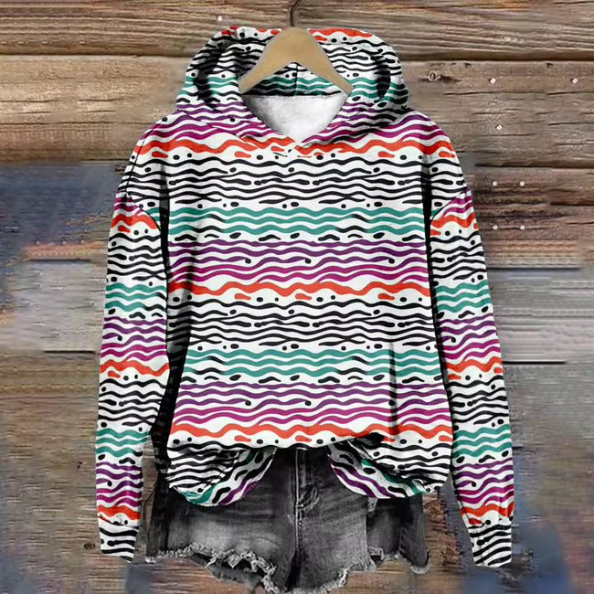 Julie | Women's Cozy Oversized Knit Nordic Hoodie Sweatshirt Pullover with Round-Neck Hooded Star Print Soft for Autumn