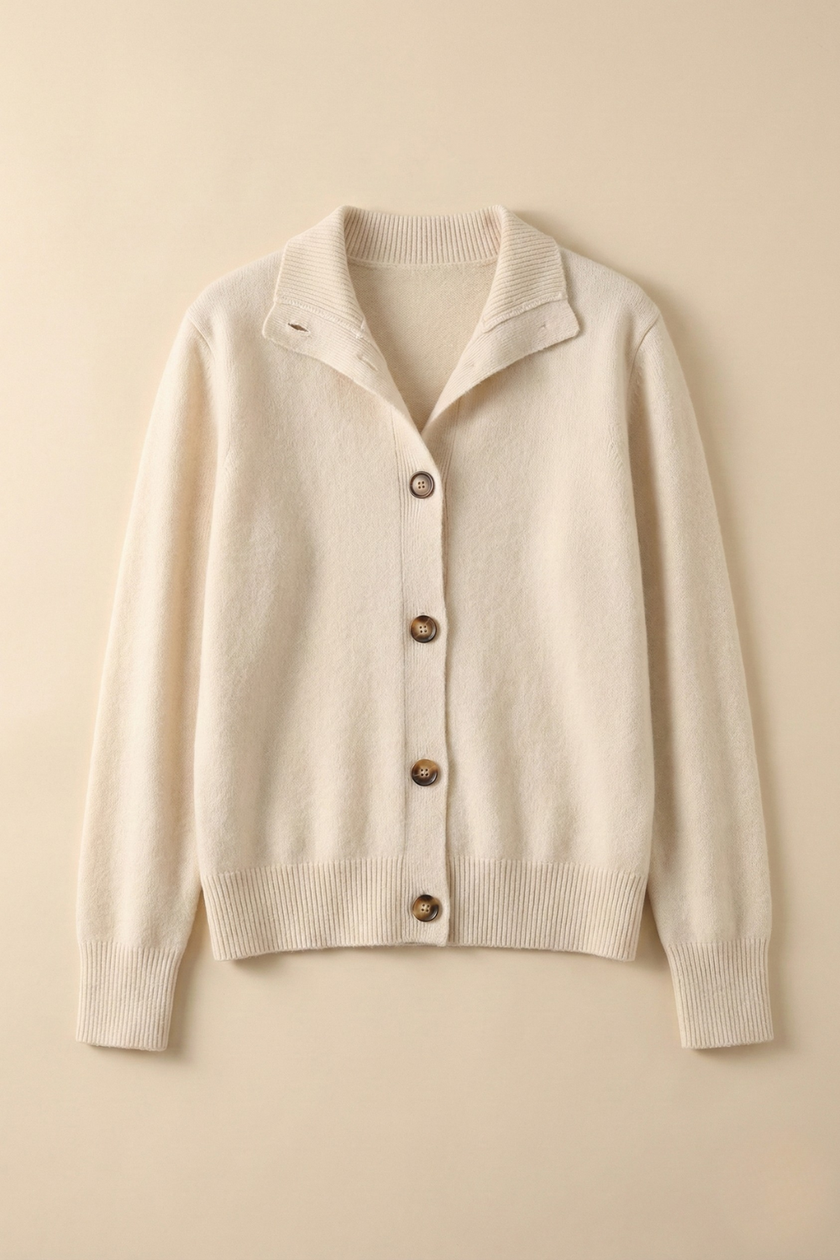 Ebba | Women's Knit Collared Button-Up Cardigan