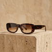 FJØRNA retro tortoiseshell rectangular sunglasses for women, unisex accessories with classic design and tinted lenses.