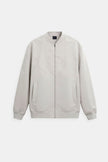 Bomber Jacket Men Slim Fit Zip Ribbed Collar Recycled Polyester
