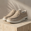 Men's red leather orthopedic walking shoes by FJØRNA, featuring supportive design and casual style for comfortable everyday wear.