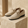 FJØRNA men's brown suede slip-on loafers, stylish and comfortable shoes with sleek design and smooth suede finish.