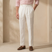 FJØRNA men's linen pleated straight-leg trousers, tailored linen pants for men, featuring a clean, structured fit and classic design.
