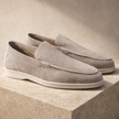 FJØRNA navy suede slip-on loafers for men, smart casual shoes with sleek design and comfortable fit.