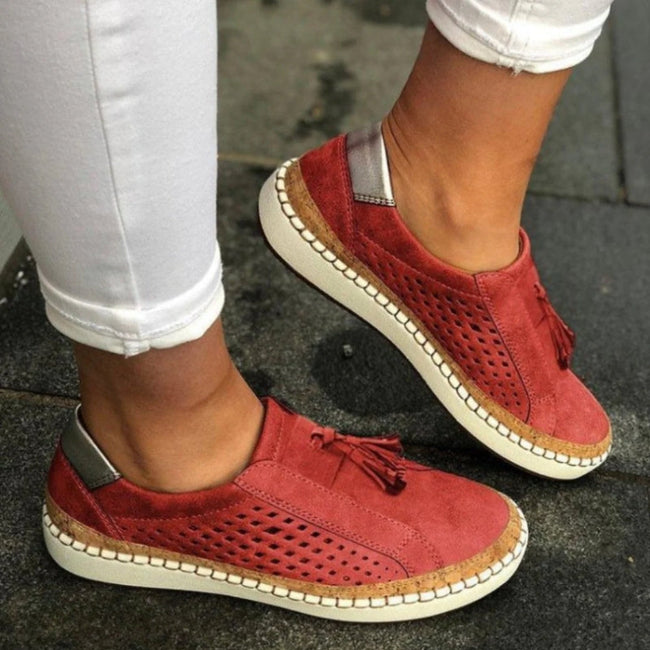 FJØRNA women's orthopedic slip-on shoes with knit breathable fabric, designed for comfort and support.