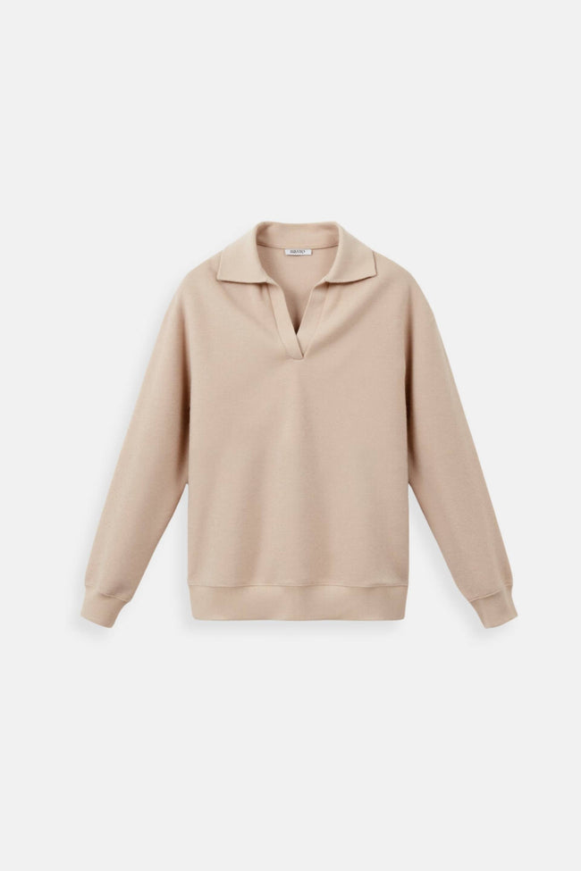 Pullover Polo Sweater Women Wool Blend Long Sleeve
