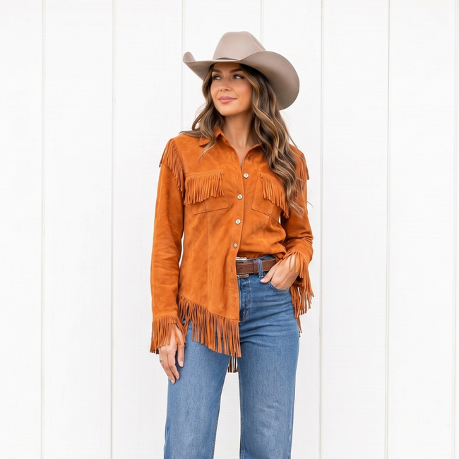 Harper | Western Fringe Overshirt Jacket for Women