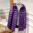 Quilted Jacket Women Hooded Zip Front Lightweight Mid-Length