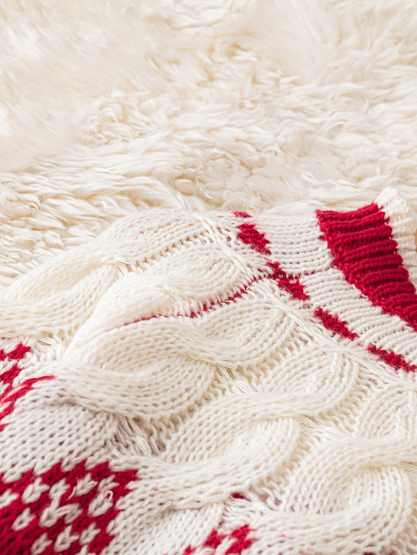 Leonora | Women's Long Fair Isle Tacky Holiday Mock-Neck Knit Sweater