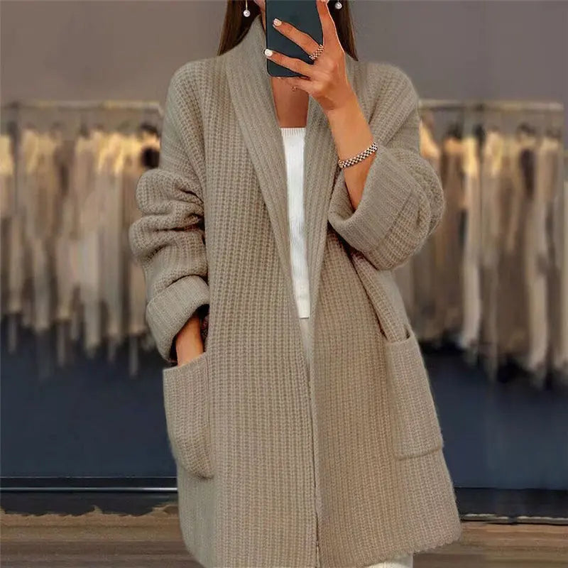 Bella | Women's Open Front Pocket Cardigan Sweater with Longline for Layering