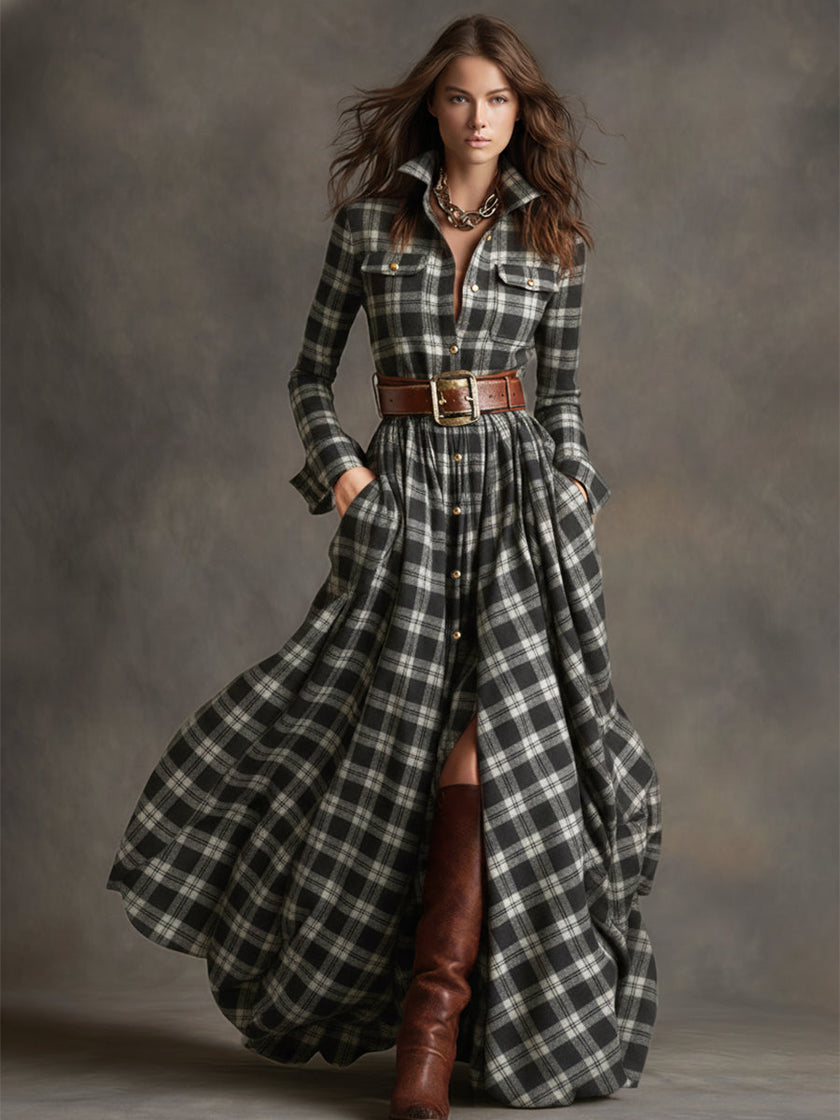 FJØRNA brown maxi dress, casual style, flowing fabric with a relaxed fit, perfect for everyday wear
