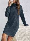 Wivi | Women's Ribbed Turtleneck Sweater Dress