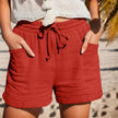 FJØRNA women's lightweight summer shorts with wide leg and drawstring waist, casual breathable shorts for warm weather.