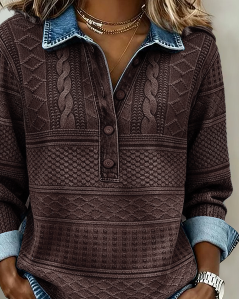 Dolores | Women's Elegant Button-Front Sweatshirt Pullover