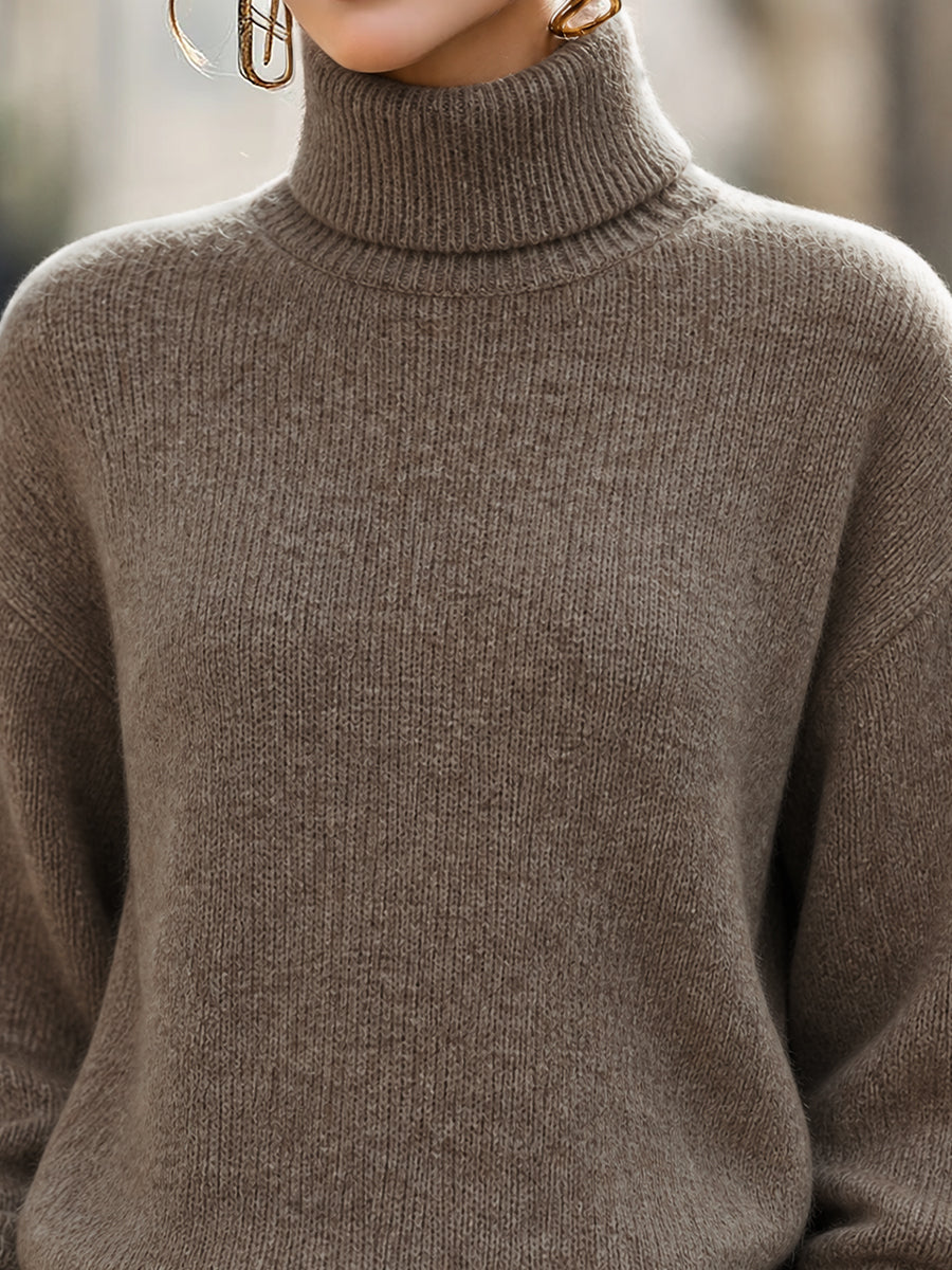 Mohair-Blend Turtleneck Sweater Oversized with Balloon Sleeves for Women