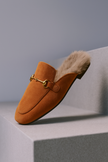 FJØRNA women's fur mule slippers with plush lining and slip-on design, showcasing cozy, luxurious footwear for women.