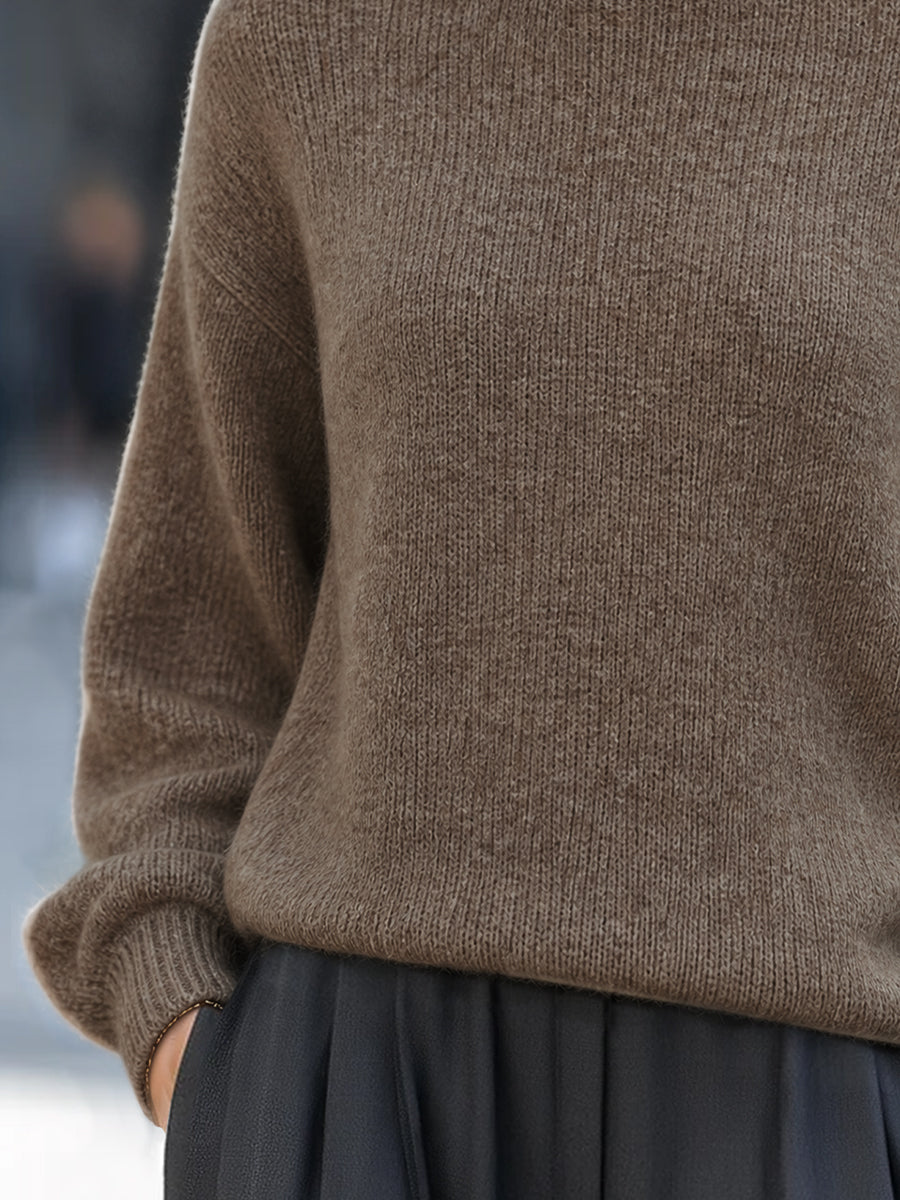 Mohair-Blend Turtleneck Sweater Oversized with Balloon Sleeves for Women