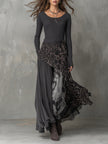 FJØRNA leopard print maxi dress showcasing a flowing casual dress with a bold animal pattern and relaxed fit.