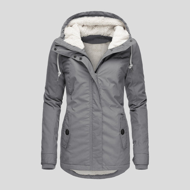 Elin | Women's Hooded Buckle Wool Fleece Winter Jacket