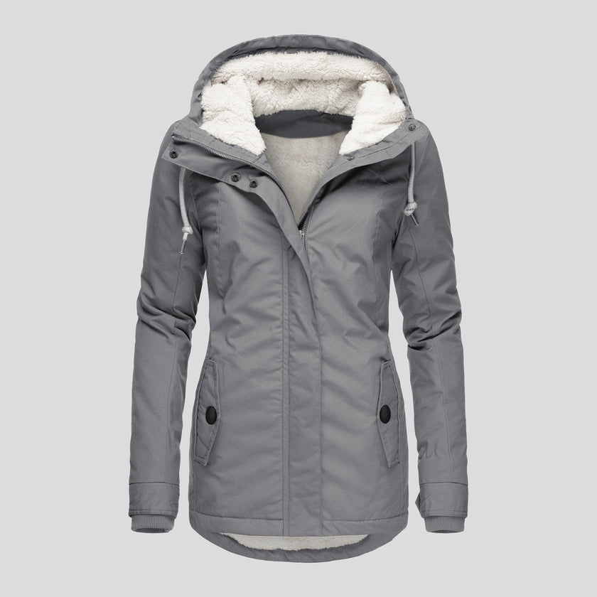 Elin | Women's Wool Hooded Buckle Fleece Jacket with Pockets