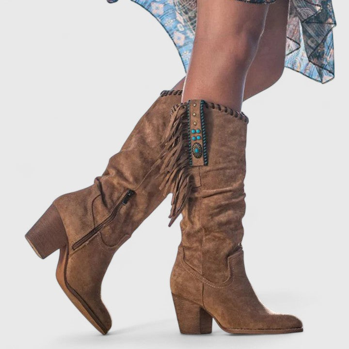 Indie | Women's Block Heeled Boots with Comfortable Casual Everyday Walking Lightweight