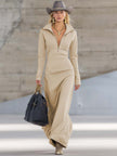 Pink V-neck maxi dress by FJØRNA featuring a flowing silhouette and elegant design for evening wear.