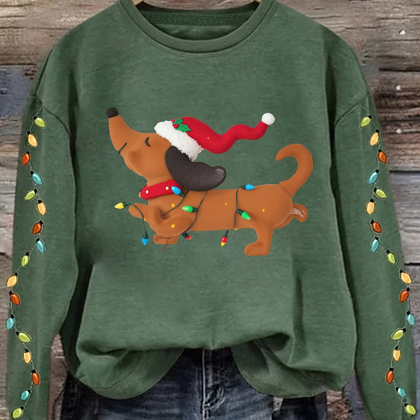 Mirjam | Women's Oversized Cropped Santa Tacky Novelty Crew-Neck Sweater